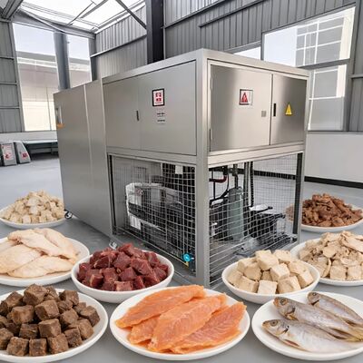 Food vacuum freeze dryer featuring freeze drying temperature range minus 40 to 80 degrees and Baosi or  vacuum pump for operation