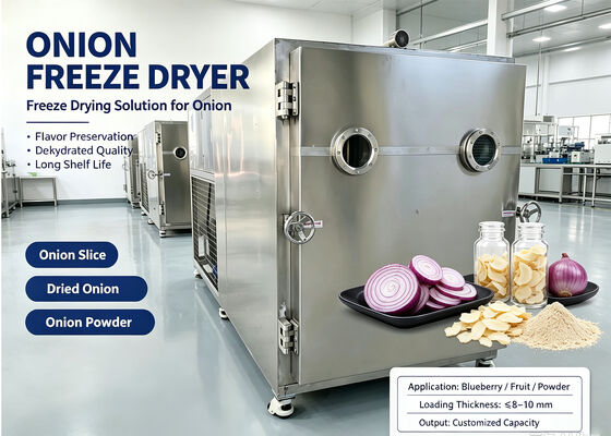 Intelligent PLC system Food Vacuum Freeze Dryer featuring Electric Heating Silicon Transfer Heat and 65KW Installation Power for Operation
